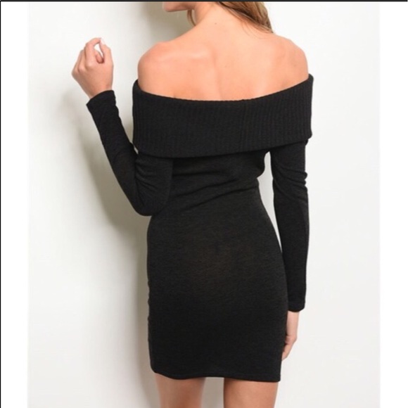 🛍LAST ONE🛍Black Off Shoulder Sweater Dress SMALL - Picture 2 of 2